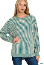 Two Tone Ribbed Sweater in Teal (REG)
