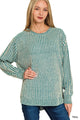 Two Tone Ribbed Sweater in Teal (REG)