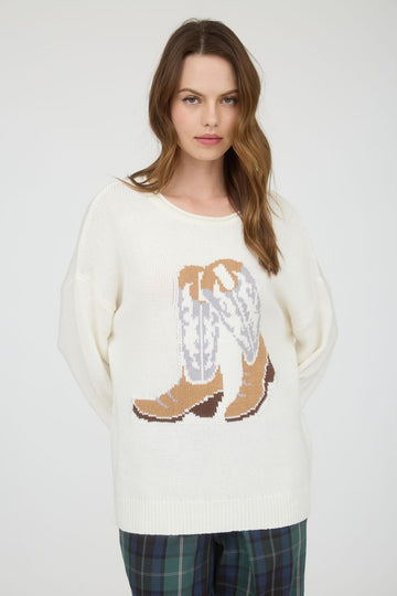Western Boot Jacquard Sweater (REG)
