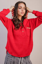 Door Buster * Contrast Hoodie Top in Red (REG/PLUS)