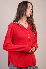 Door Buster * Contrast Hoodie Top in Red (REG/PLUS)