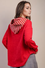 Door Buster * Contrast Hoodie Top in Red (REG/PLUS)