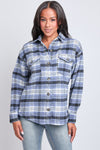 Cool Weather Flannel Shacket in Blue (REG)