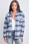Cool Weather Flannel Shacket in Blue (REG)