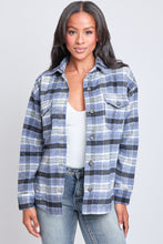 Cool Weather Flannel Shacket in Blue (REG)