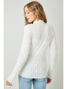 Textured Mock Neck Top in Off White (REG)
