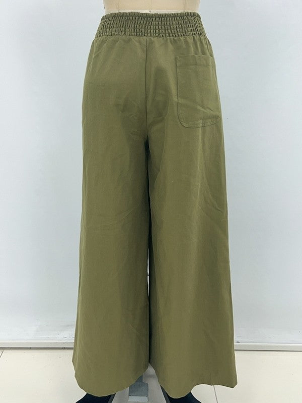 Pleated Wide Leg Pants in Olive (REG)