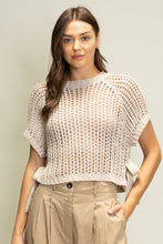 Open Knit Side Bow Top in Silver Grey (REG)