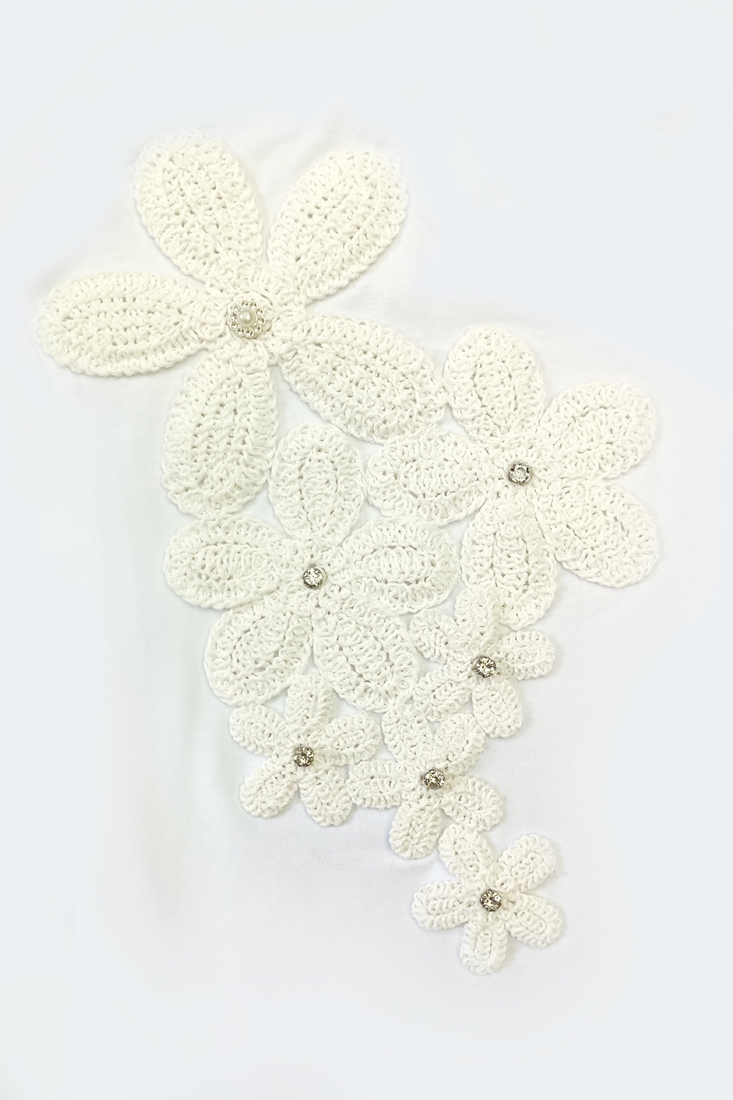 White Floral Applique Tee (PLUS)