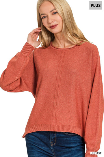 Comfy Yet Classy Sweater in H Rust (PLUS)