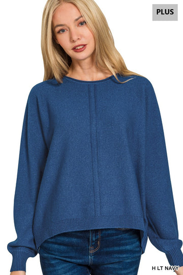 Comfy Yet Classy Sweater in Lt Navy (PLUS)