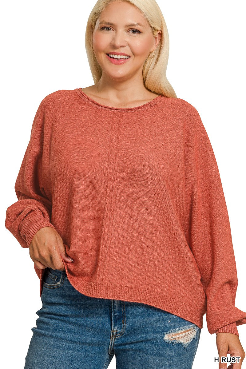 Front Seam Sweater in Rust (REG/PLUS)