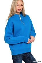 Half Zip Fleece Top in Ocean Blue (PLUS)