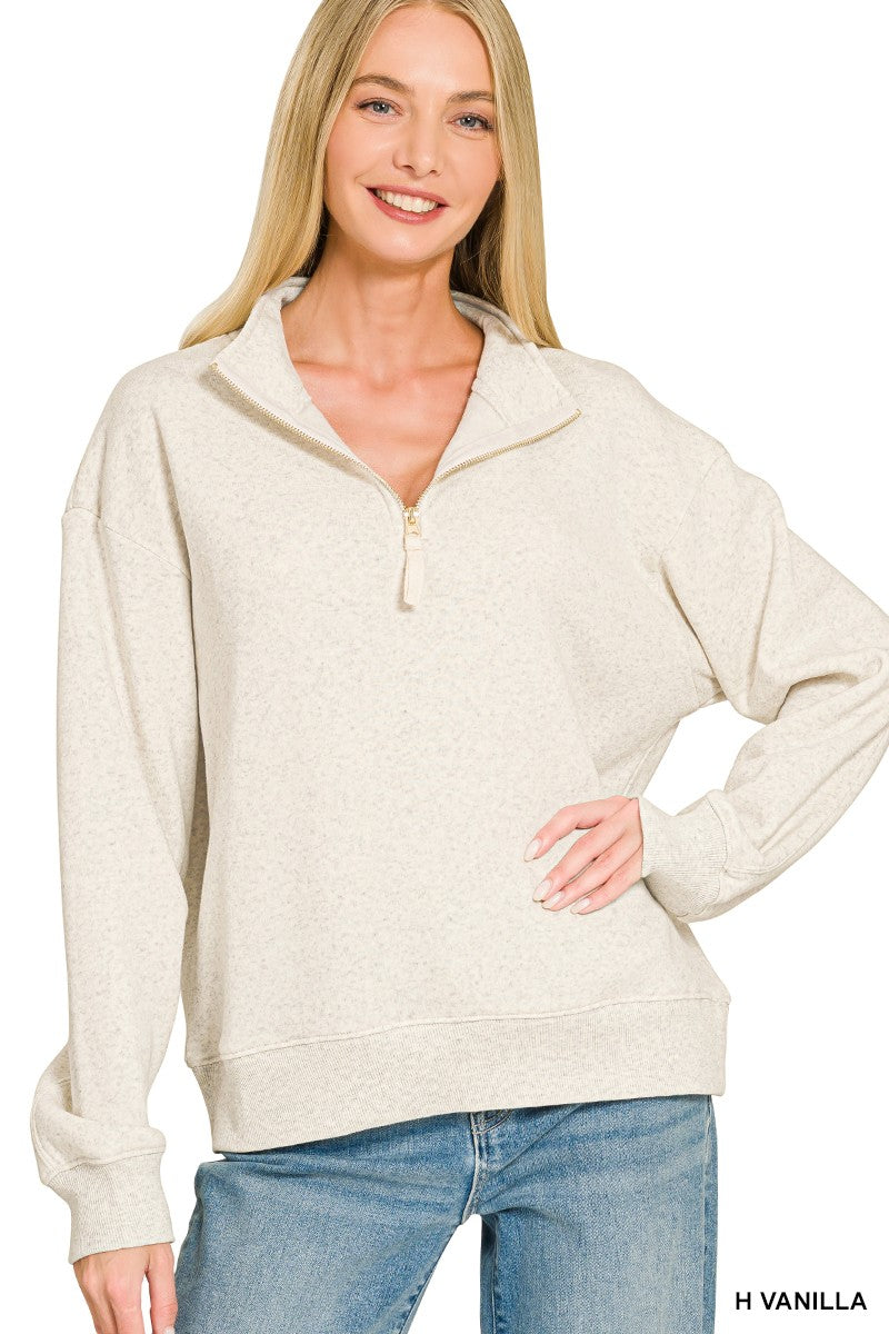 Half Zip Fleece Top in H Vanilla (REG)