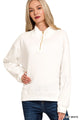 Half Zip Fleece Top in Off White (REG)