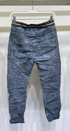 Washed Jogger Pants w/ Leopard Belt in Navy (REG)
