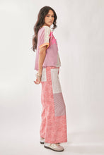 Patchwork Star V-Neck Top in Pink (REG)