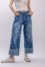 Ribbon Print Cuffed Jeans (REG)