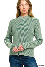 Two Tone Zip Up Sweater in Green (REG)
