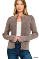Two Tone Zip Up Sweater in Brown (REG)