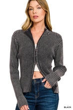 Two Tone Zip Up Sweater in Black (REG)