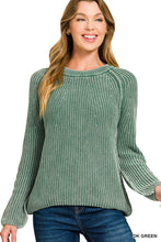 Stone Washed Sweater in Dk Green (REG)