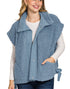 Oversized Fluffy Fall Vest in Dusty Blue (REG/PLUS)