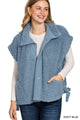 Oversized Fluffy Fall Vest in Dusty Blue (REG/PLUS)
