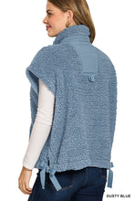 Oversized Fluffy Fall Vest in Dusty Blue (REG/PLUS)