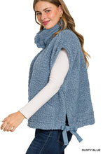Oversized Fluffy Fall Vest in Dusty Blue (REG/PLUS)