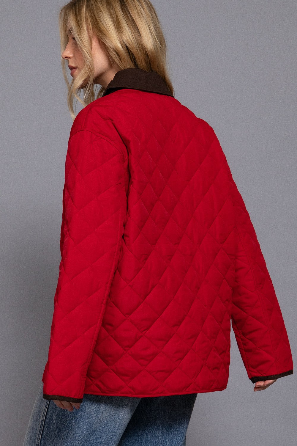 Quilted Red Barn Jacket in Red (REG)