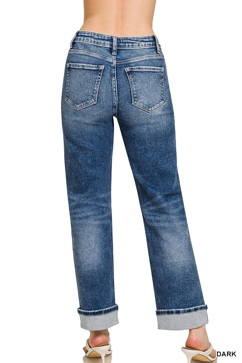 Zenana Cuffed Straight Jeans DTP-9592 (REG)