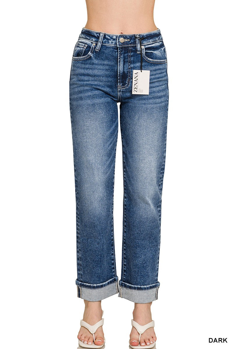 Zenana Cuffed Straight Jeans DTP-9592 (REG)