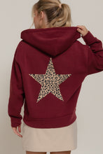 Cheetah Star Zip Up Hoodie Jacket in Burgundy (REG)