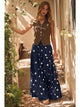 Navy Tiered Polka Dot Maxi Skirt (REG)