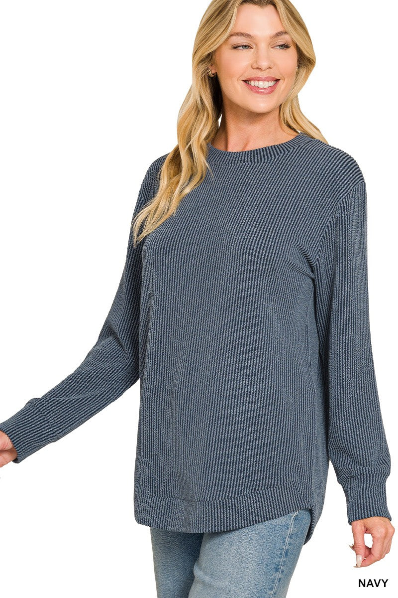 Raised Rib Top in Navy (REG)