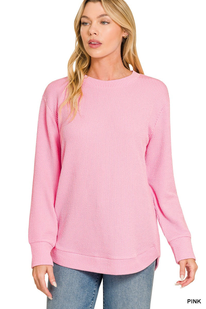 Raised Rib Top in Pink (REG)