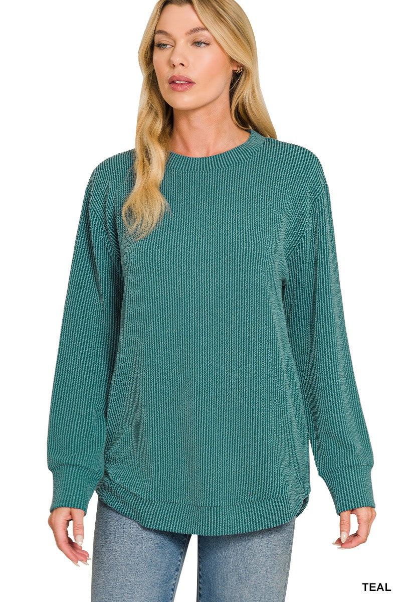 Raised Rib Top in Teal (REG)