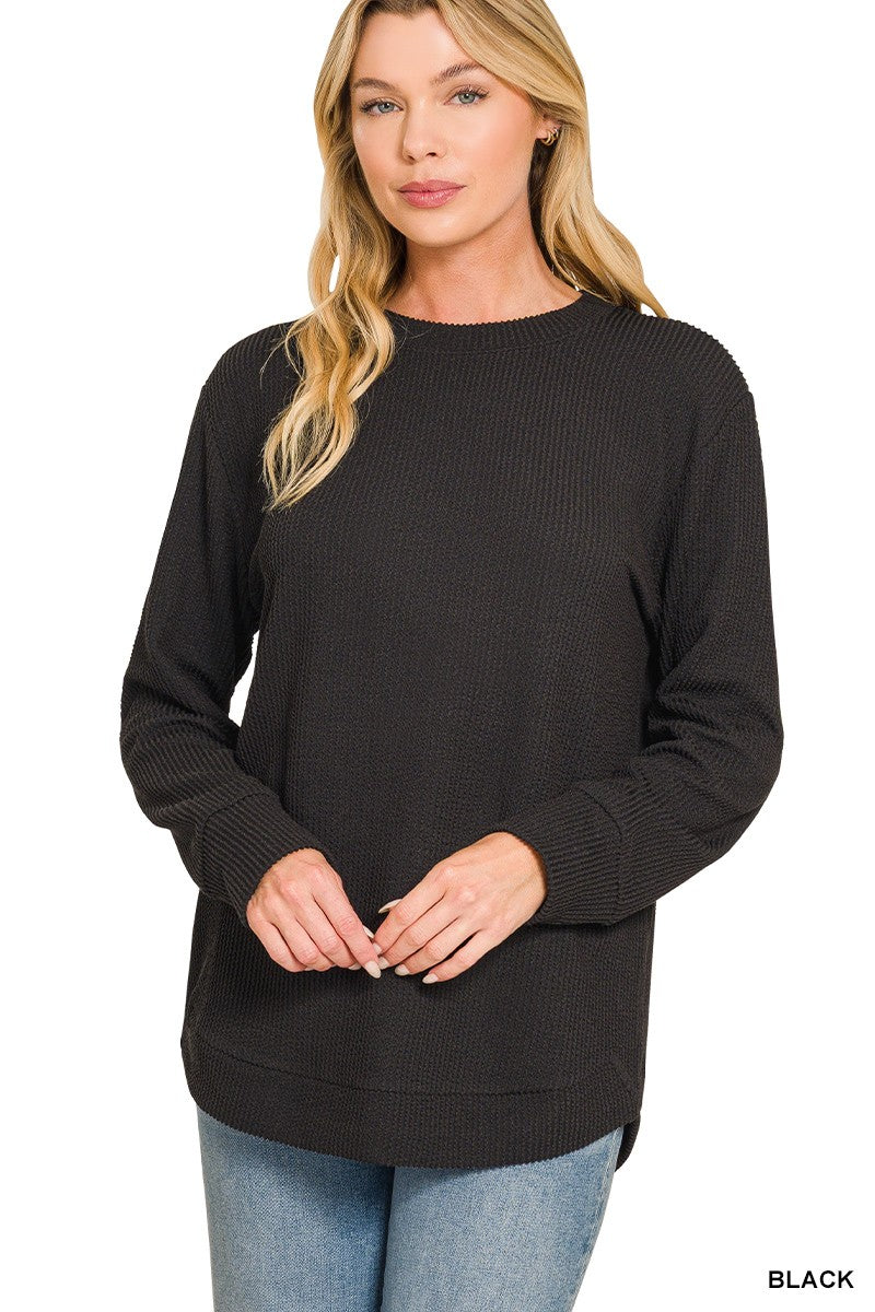 Raised Rib Top in Black (REG)