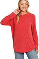 Raised Rib Top in Ruby (REG)