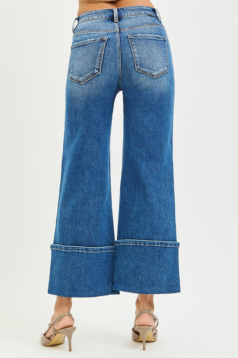 Risen Cuffed Wide Leg Jeans PWC21712 (REG)