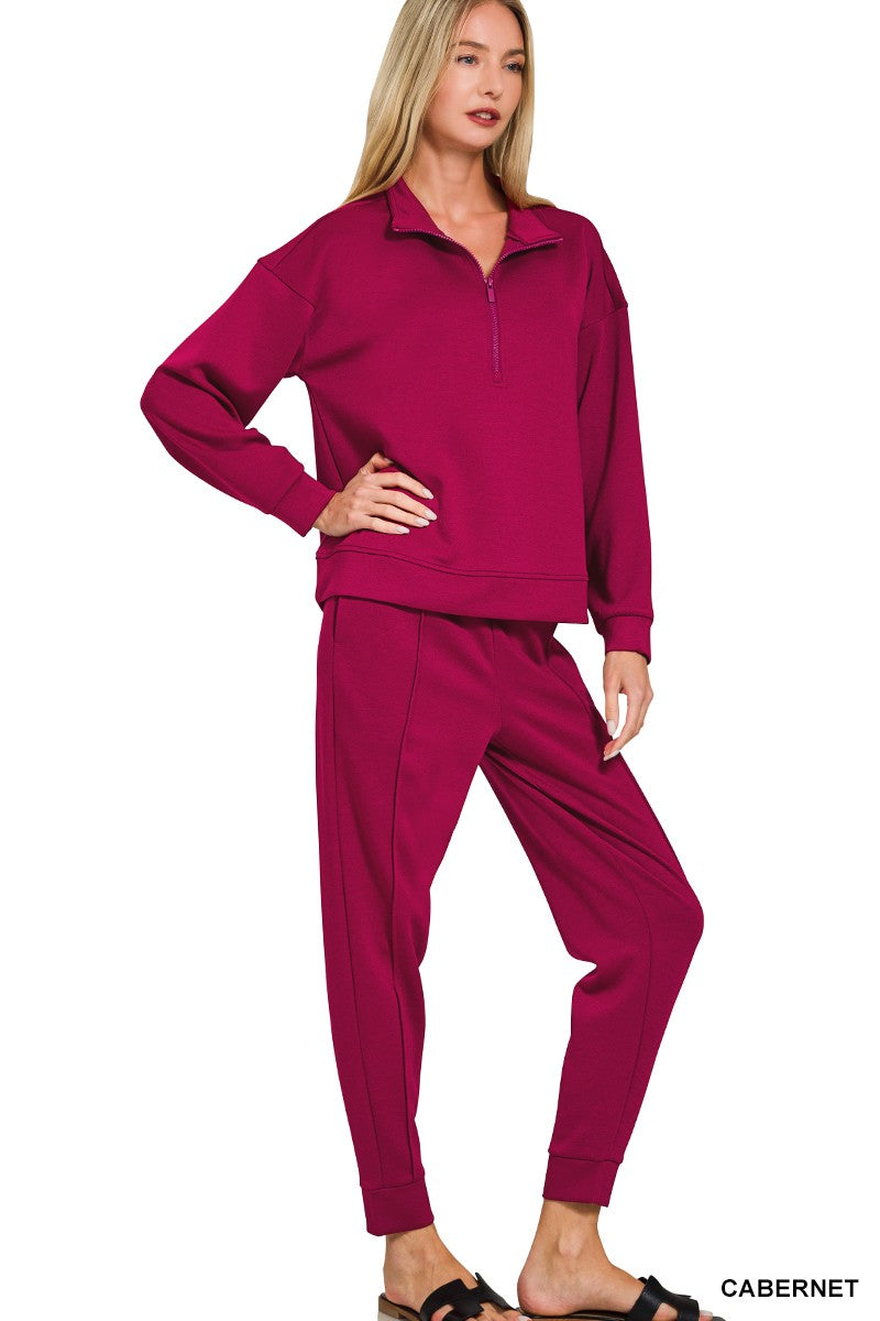 Scuba Half Zip Jogger Set in Cabernet (REG)