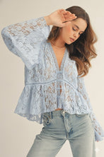 Romantic Lace Peplum Top in Blue (REG)