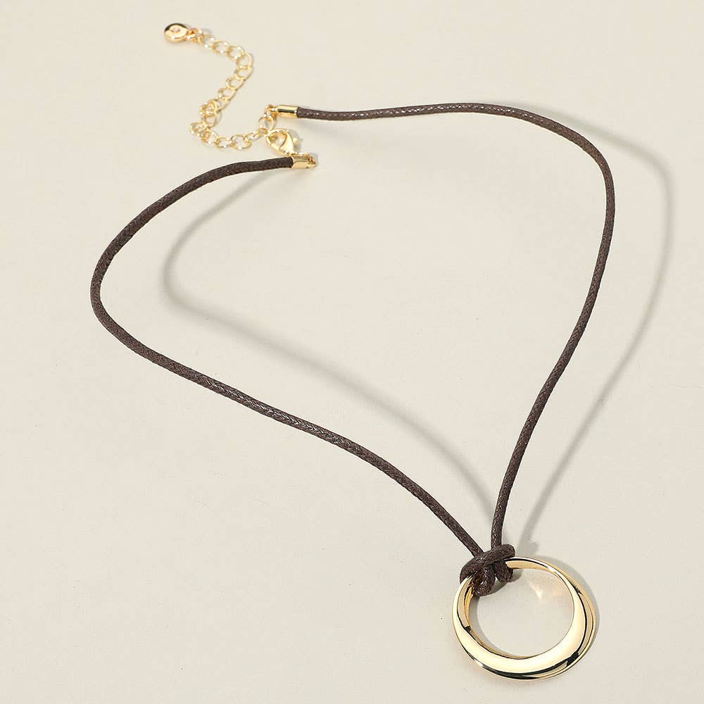 Metal Ring Cord Necklace