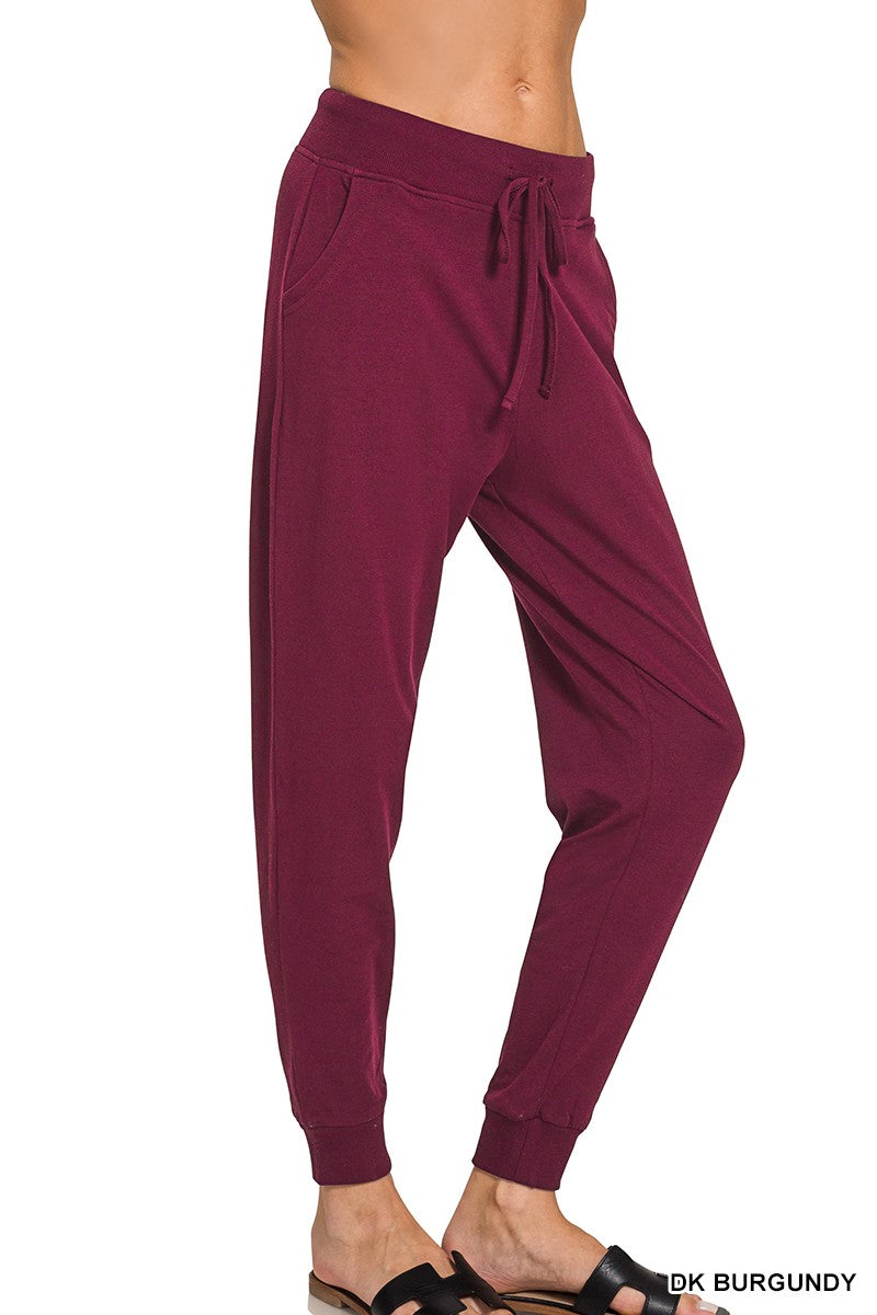 Cotton Jogger Pants in Dk Burgundy (REG/PLUS)
