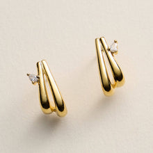 Gold-Dipped Layered CZ Earrings