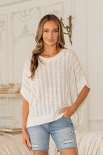 Open Knit Dolman Top in Off White (REG)
