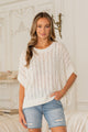 Open Knit Dolman Top in Off White (REG)