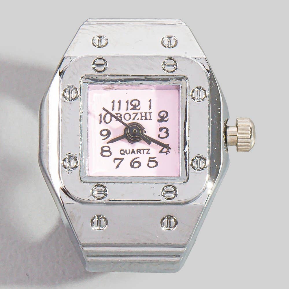 Stainless Steel Square Ring Watch