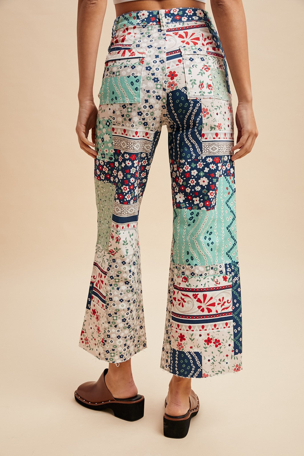Patchwork Flared Crop Pants (REG)